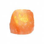 Natural Himalayan salt candle holder centred on a white background